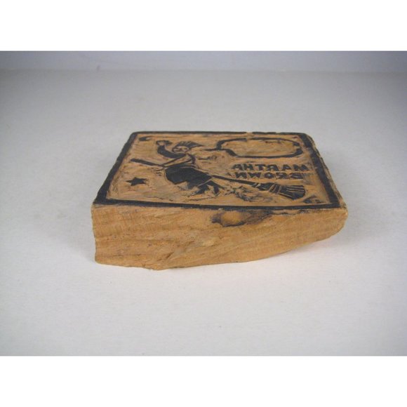 Martha Brown Vintage Hand Carved Wood Print Block Stamp Witch Broom Halloween - Picture 8 of 8